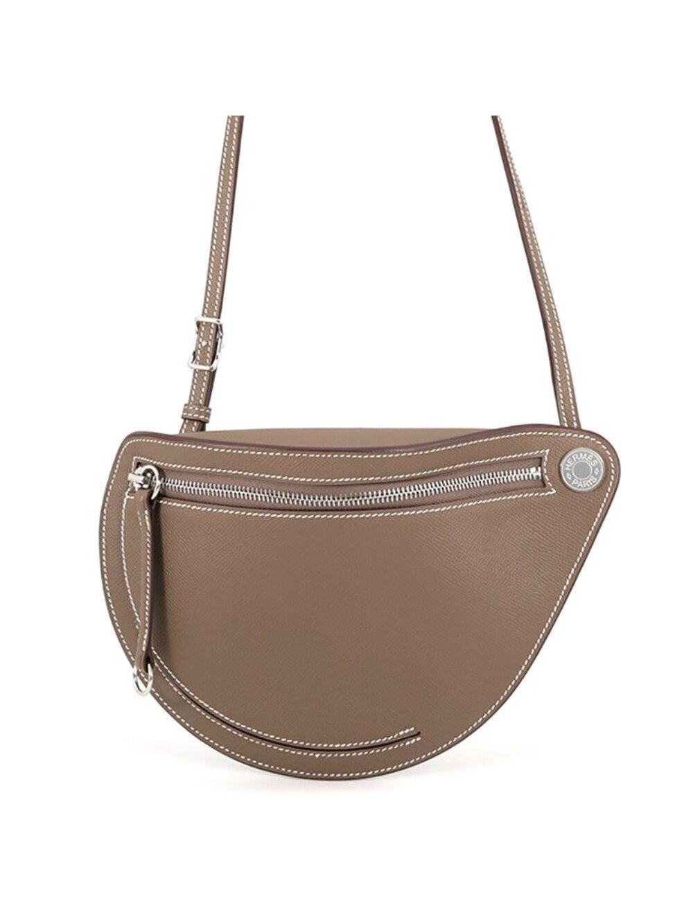 Hermes Shoulder Bag Petite Course Etoupe Silver Epsom